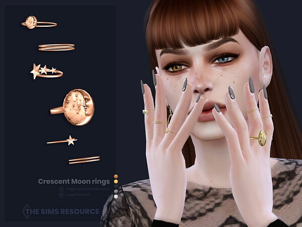 Crescent Moon rings by sugar owl from TSR