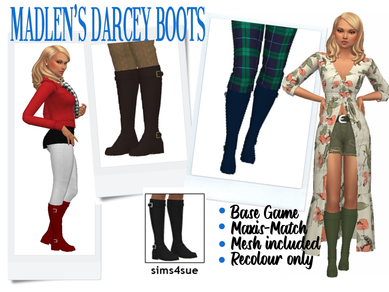 Darcey Boots recolored from Sims 4 Sue