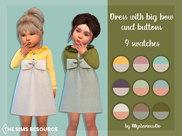 Dress with big bow and buttons by MysteriousOo from TSR