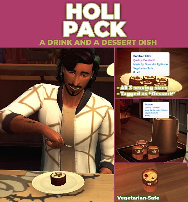 Holi Pack 2 New Custom Recipes by RobinKLocksley from Mod The Sims