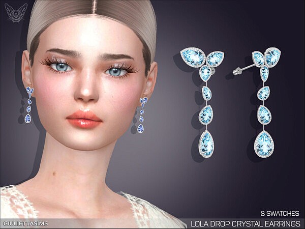 Lola Drop Crystal Earrings by feyona from TSR