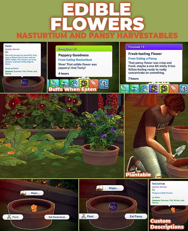 Nasturtium And Pansy New Custom Harvestables by RobinKLocksley from Mod The Sims