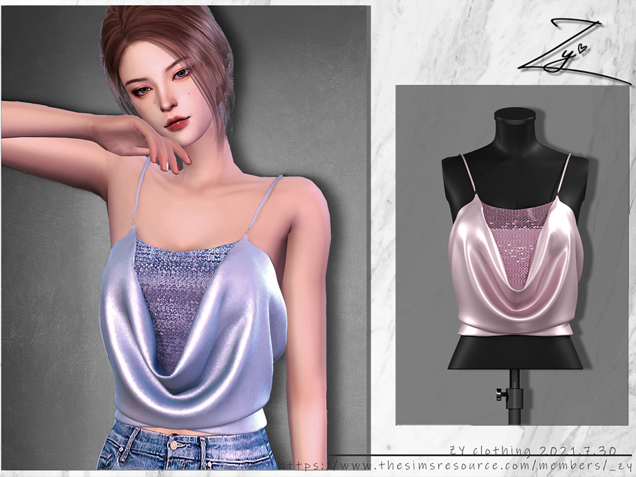 Sequin Satin Camisole by ZY from TSR • Sims 4 Downloads