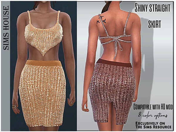 Shiny straight skirt by Sims House from TSR