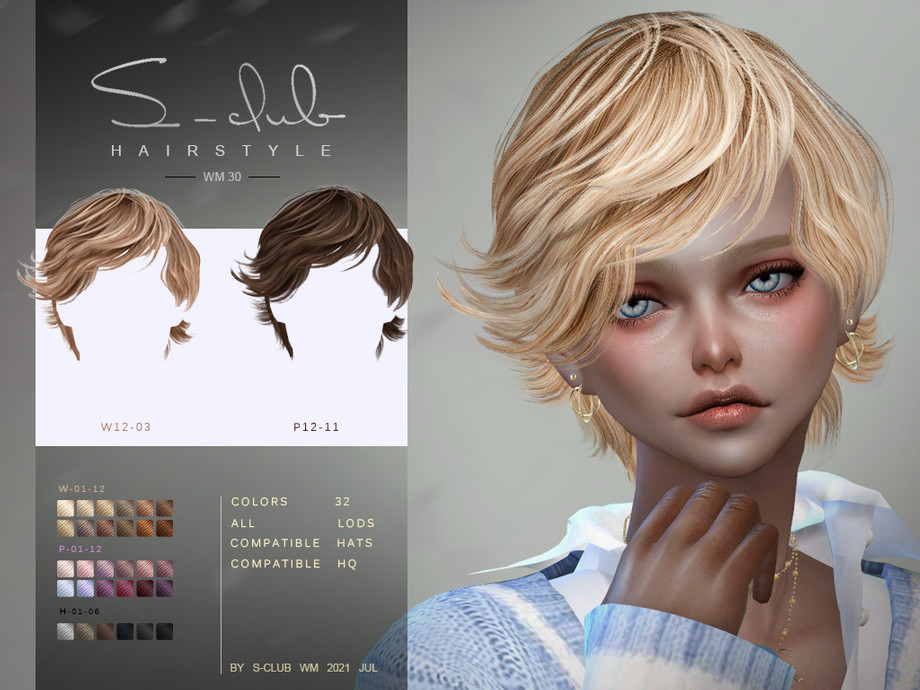 Short Curls Hair By S Club From Tsr • Sims 4 Downloads