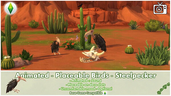 Animated   Placeable Birds   Steelpecker by Bakie from Mod The Sims