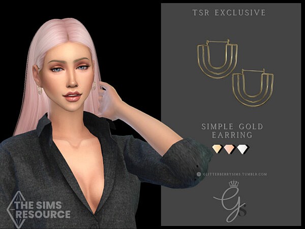 Simple Gold Earrings by Glitterberryfly from TSR