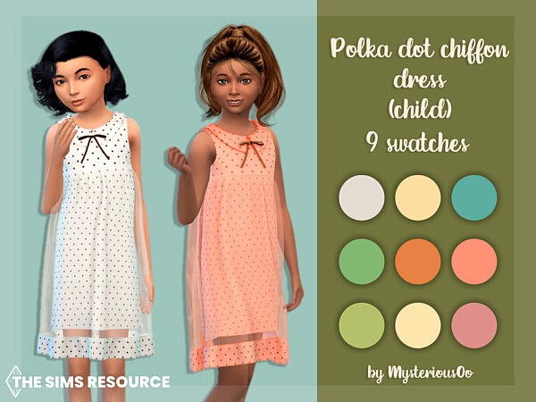 Polka dot chiffon dress Child by MysteriousOo from TSR