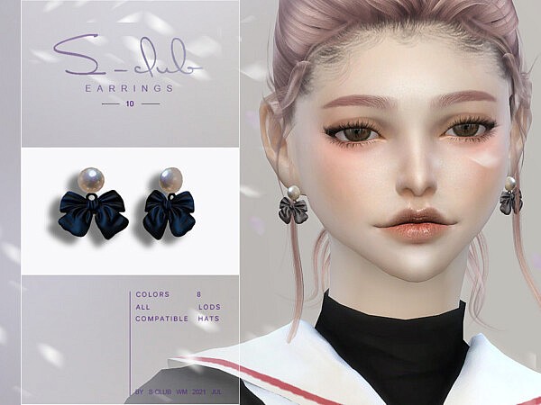 Cute Pearl bow earrings by S   Club from TSR