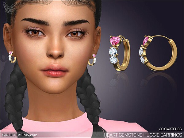 Heart Gemstone Huggie Earrings from Giulietta Sims