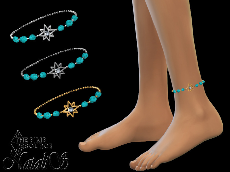 Starry turquoise gem anklet by NataliS from TSR