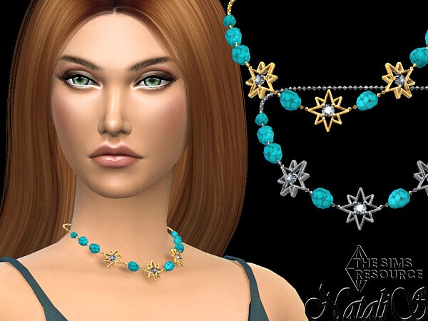 Starry turquoise gem short necklace by NataliS from TSR