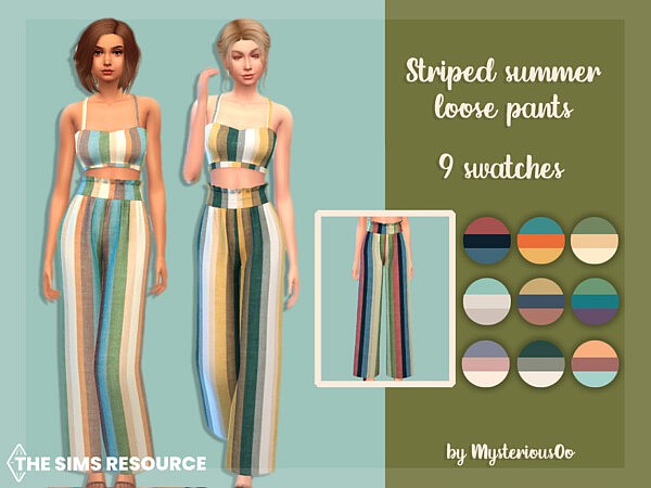 Striped summer loose pants by MysteriousOo from TSR