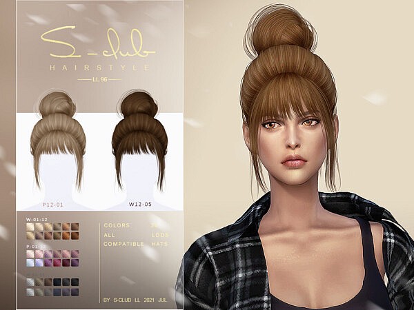 The bun with bangs hair by S   Club from TSR