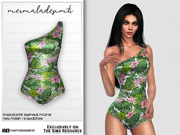 Tropical Print Swimsuit by mermaladesimtr from TSR