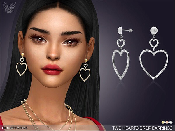 Two Hearts Drop Earrings by feyona from TSR