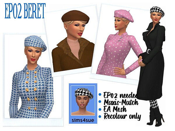EP02 BERET and KIARA’s CLOCHE HAT from Sims 4 Sue