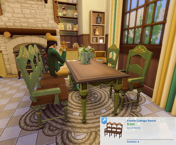 French Cottage Dining Bench by Lahawana from Mod The Sims
