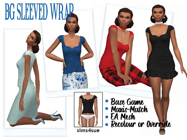 BG Sleeved Wrap Dress from Sims 4 Sue