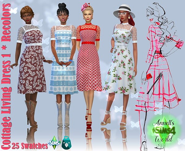 Cottage Living Dress 1 from Annett`s Sims 4 Welt
