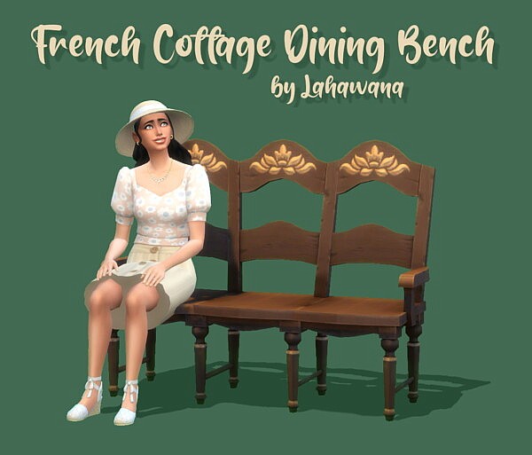 French Cottage Dining Bench by Lahawana from Mod The Sims