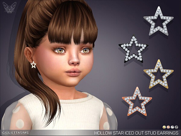 Hollow Star Iced Out Stud Earrings For Toddlers by feyona from TSR