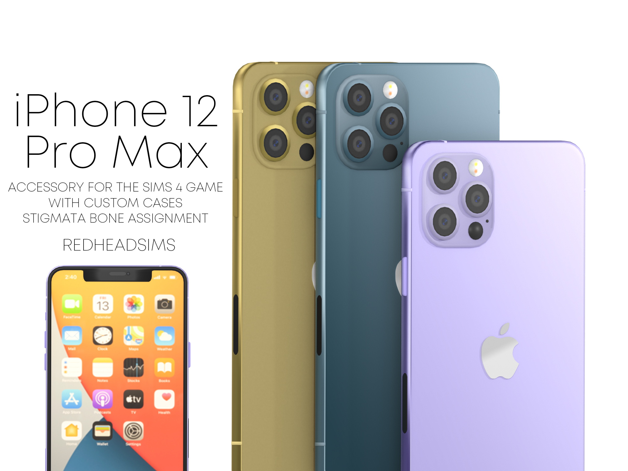 IPhone 12 Pro Max Cases and Air Pods from Red Head Sims • Sims 4 Downloads
