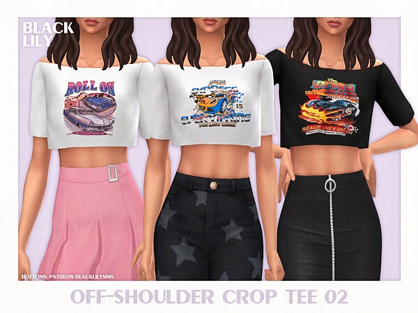 Off Shoulder Crop Tee 02 by Black Lily from TSR