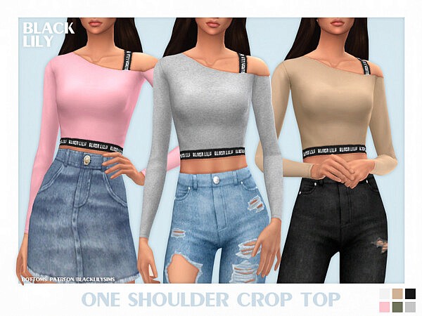 One Shoulder Crop Top by Black Lily from TSR
