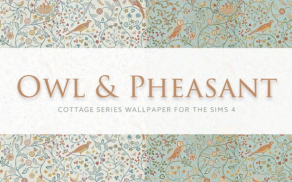 Owl and Pheasant   Cottage Series Wallpaper from Simplistic