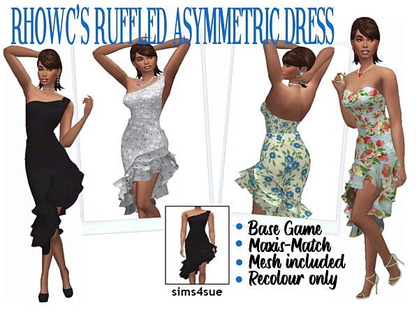 Ruffled Asymetric Dress from Sims 4 Sue