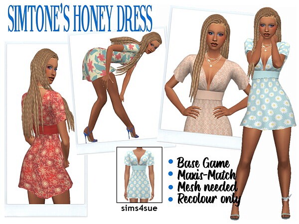 SIMTONE’S Honey Dress Recolored from Sims 4 Sue