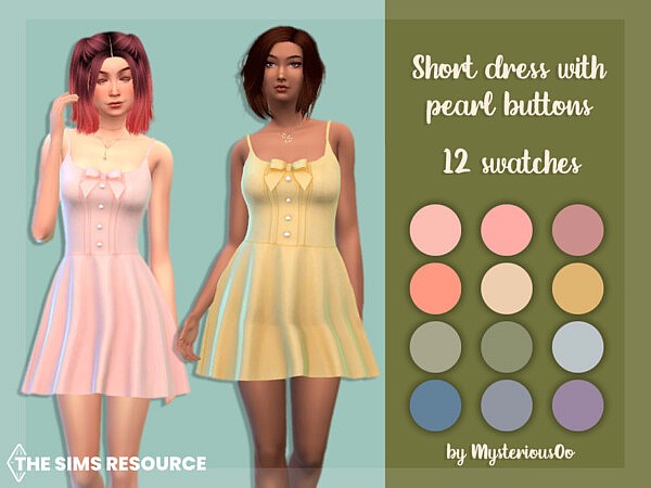 Short dress with pearl buttons by MysteriousOo from TSR