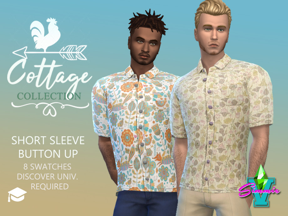 Cottage Short Sleeve Button Up by SimmieV from TSR • Sims 4 Downloads