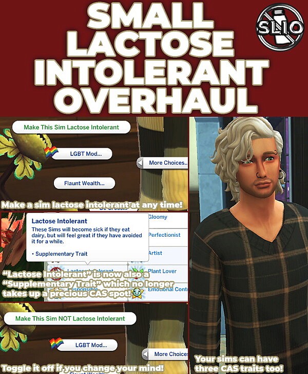 Small Lactose Intolerant Overhaul by RobinKLocksley from Mod The Sims