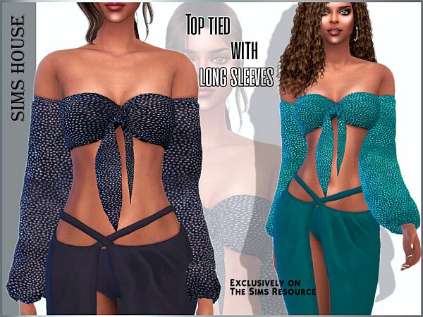 Top tied with long sleeves by Sims House from TSR