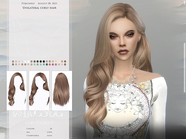 Unilateral curly hair by wingssims from TSR