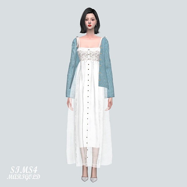 78 Cardigan With Lace Long Dress from SIMS4 Marigold
