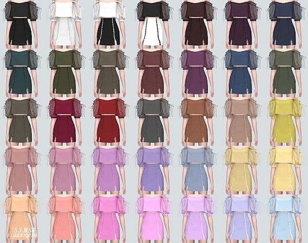 17 Off Shoulder Blouse With Lace Mini Skirts from SIMS4 Marigold