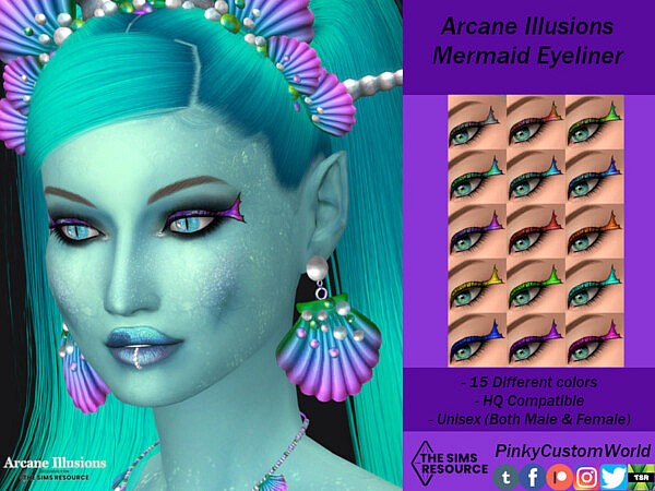 Arcane Illusions   Mermaid Eyeliner by PinkyCustomWorld from TSR