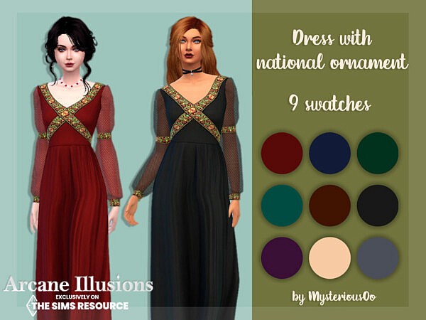 Arcane Illusions Dress with national ornament by MysteriousOo from TSR