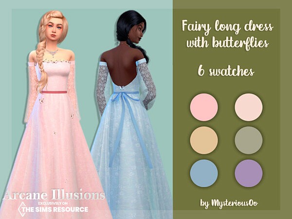 Arcane Illusions Fairy long dress with butterflies by MysteriousOo from TSR