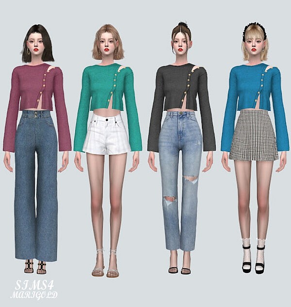 9 Button Knit Sweater from SIMS4 Marigold