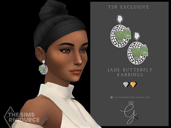 Jade Butterfly Earrings by Glitterberryfly from TSR