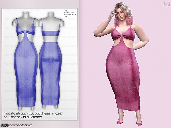 Metallic Strappy Cut Out Dress MC287 by mermaladesimtr from TSR