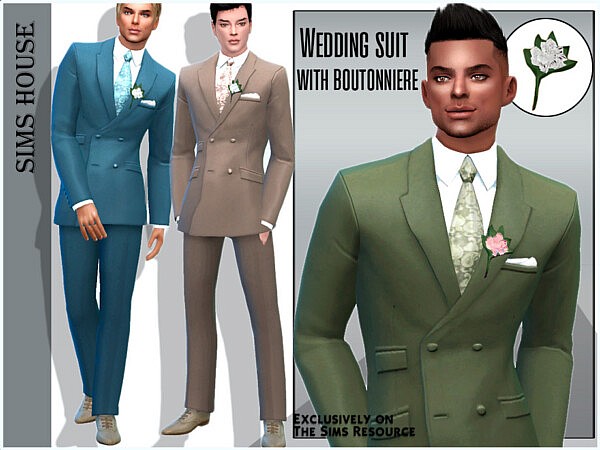 Wedding suit with boutonniere by Sims House from TSR
