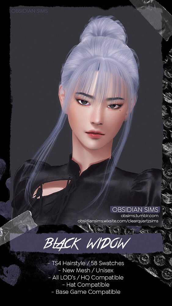 Black Widow Hairstyle from Obsidian Sims
