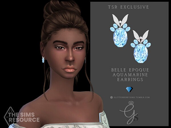 Belle Epoque Aquamarine Earrings by Glitterberryfly from TSR