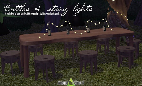 Bottle and string lights from Around The Sims 4