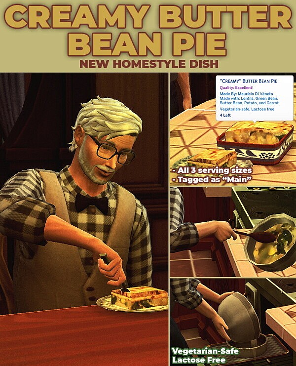 Creamy Butter Bean Pie   New Custom Recipe by RobinKLocksley from Mod The Sims